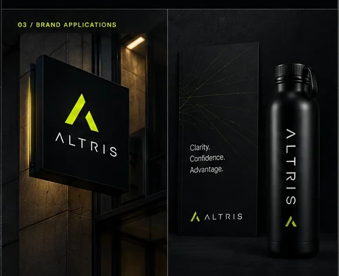 ALTRIS investor report, signage and physical brand applications