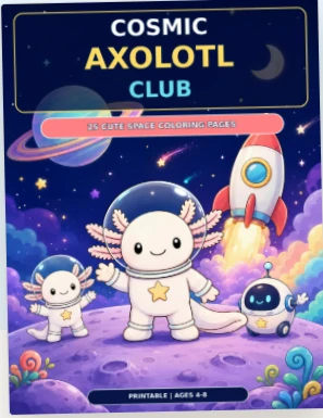 Cosmic Axolotl Club coloring book cover